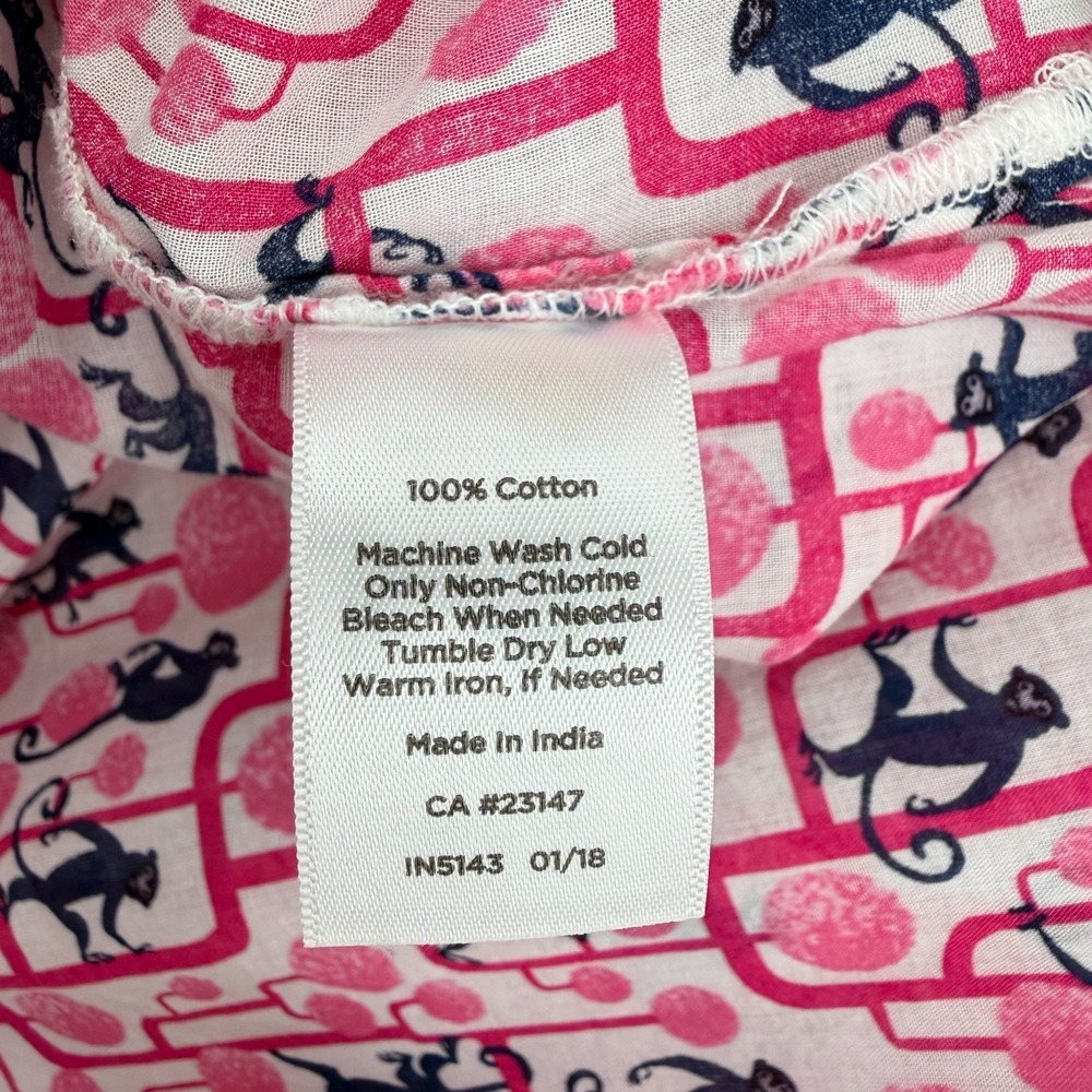Talbots Top Shirt Blouse Size XL Monkeys 3/4 Sleeve Cotton Popover Resort New - Picture 11 of 13